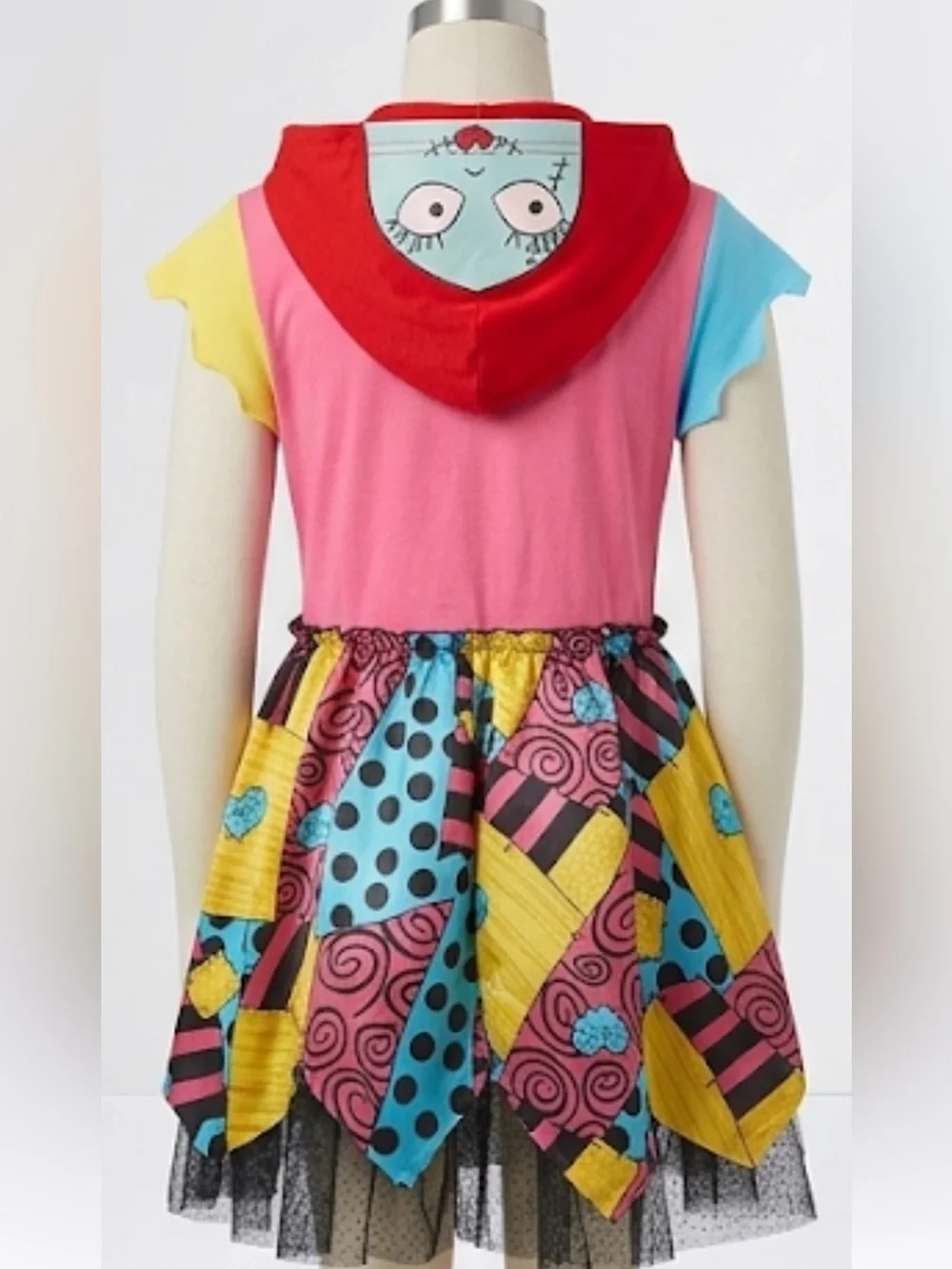 Disney THE NIGHTMARE BEFORE CHRISTMAS Multicolor Patchwork Hooded Costume Dress - Picture 6 of 6